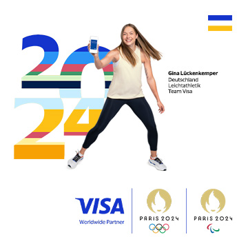 Gina Luckenkemper, Athlete for Team Germany and the Paris 2024 Olympics holds up a mobile phone