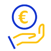 Icon of a Euro coin held above a hand