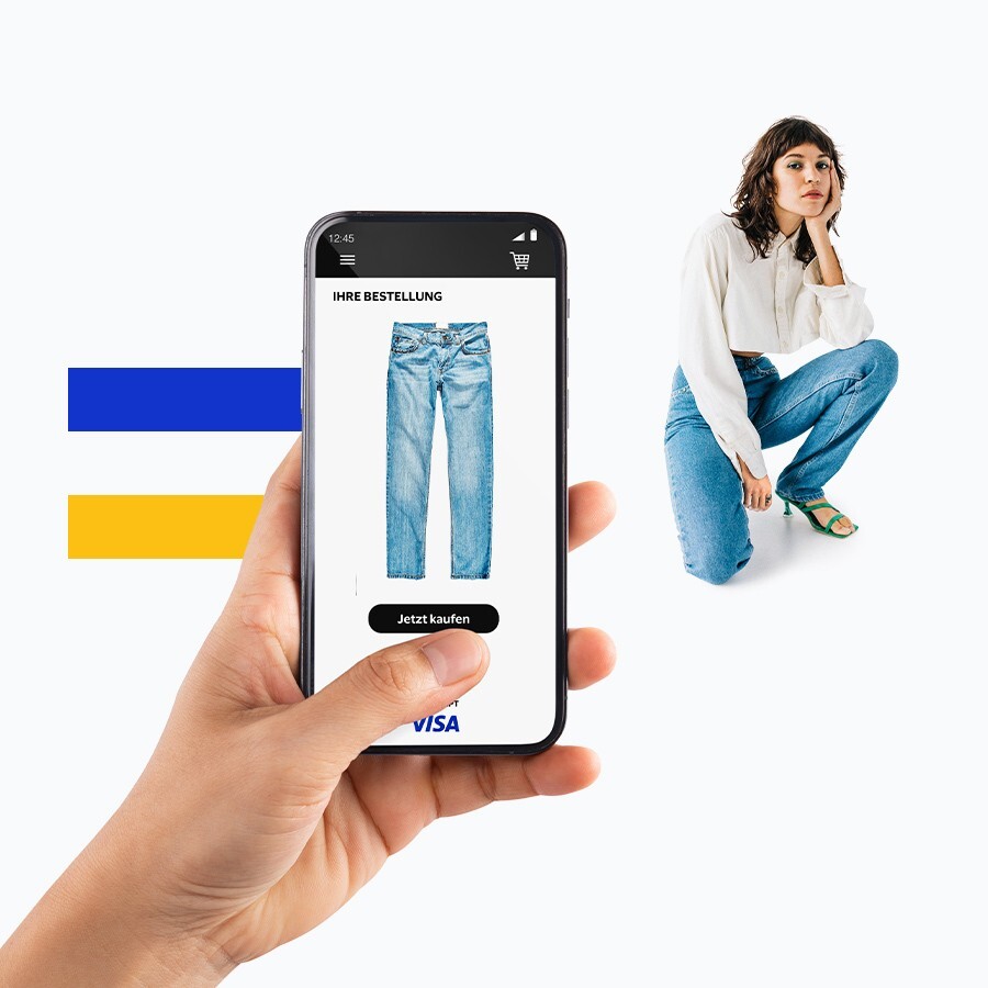 Girl in jeans on mobile