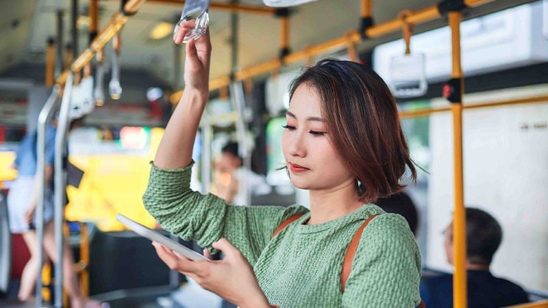 Female consumer with smartophone