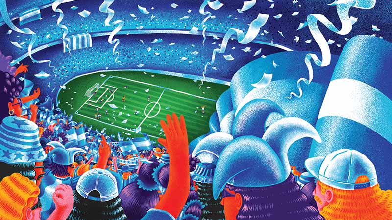 Artwork by Alan Berry Rhys from Argentina, created for Visa’s Reimagine FIFA World Cup 2026 collaboration.