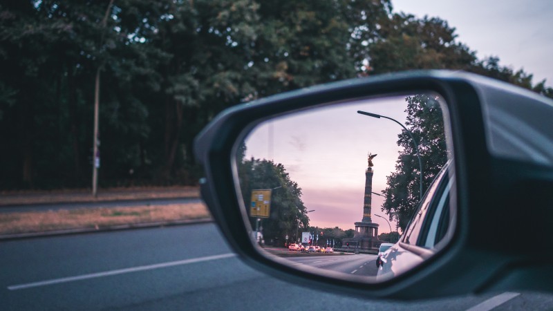 view from car wing mirror